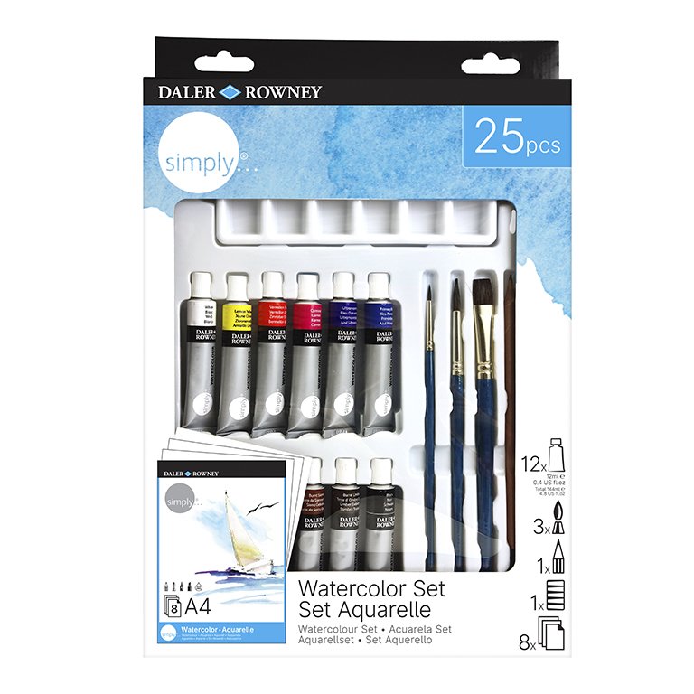Acuarelas Daler Rowney Simply Watercalour Set de 25 Piezas