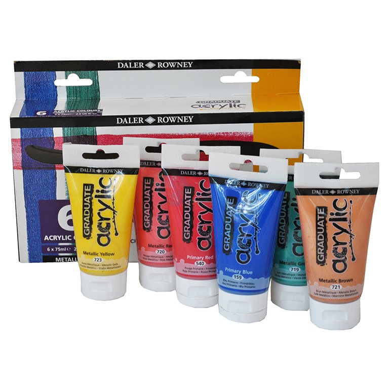 Pintura Acrílica Daler Rowney Graduate Acrylic Caja 6 ud. Metálicos