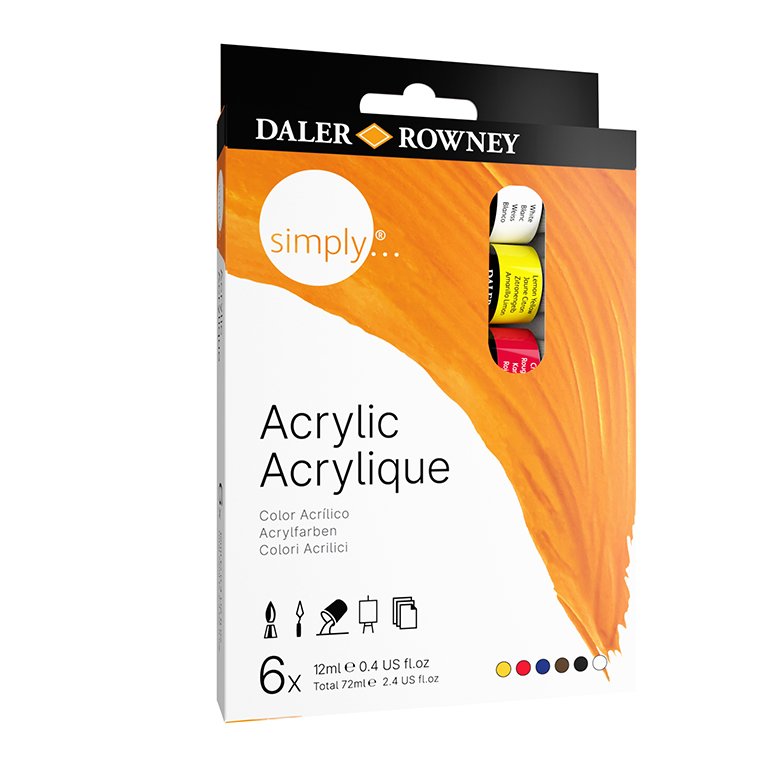 Pintura Acrílica Daler Rowney Simply Acrylic Caja 6 ud.