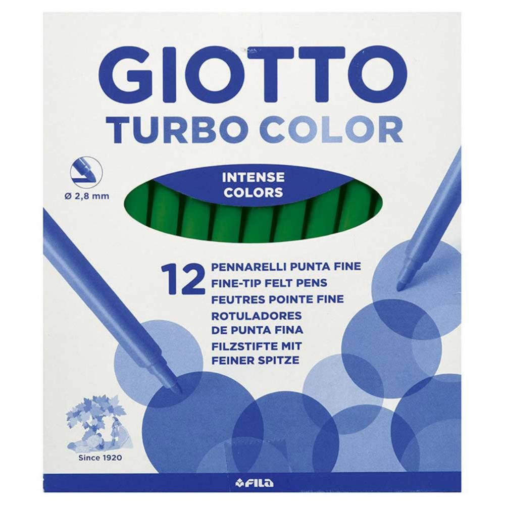 Rotulador Giotto Turbo Color 12 ud. Verde Oscuro