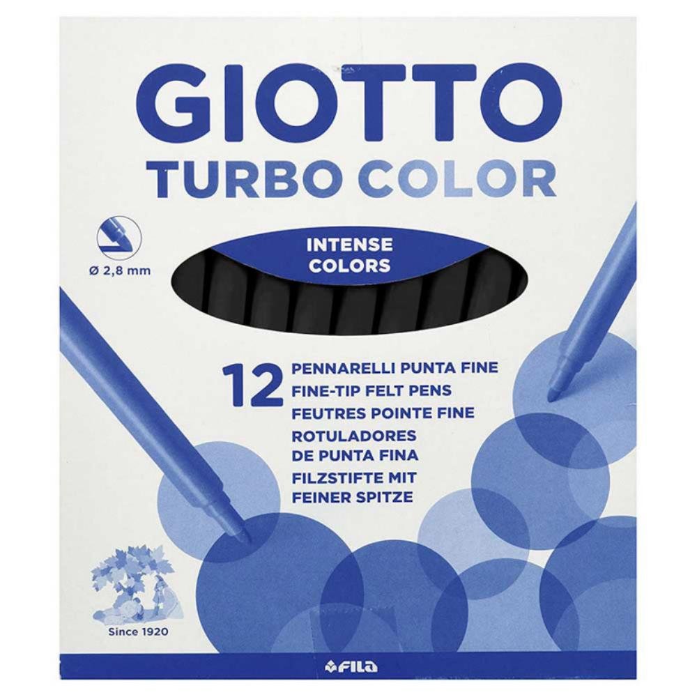Rotulador Giotto Turbo Color 12 ud. Negro