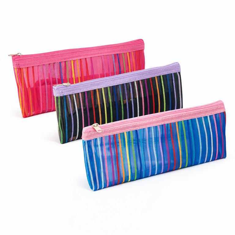 Portatodo Campus University Transparente Rayas Plano 1 Cremallera 3 Colores