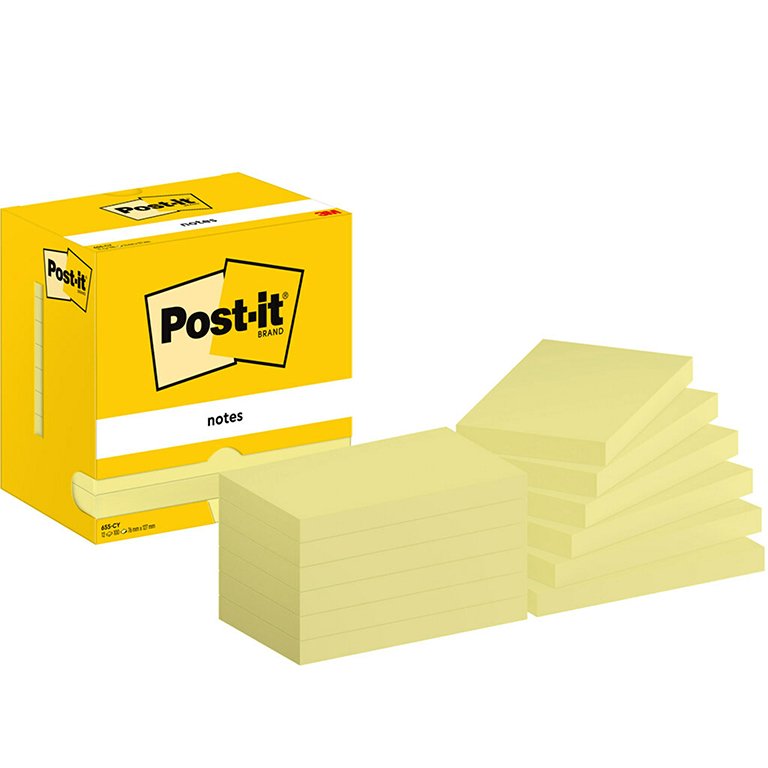 Bloc Notas Adhesivas Post-It 76 x 127 mm Amarillas 100 Hojas