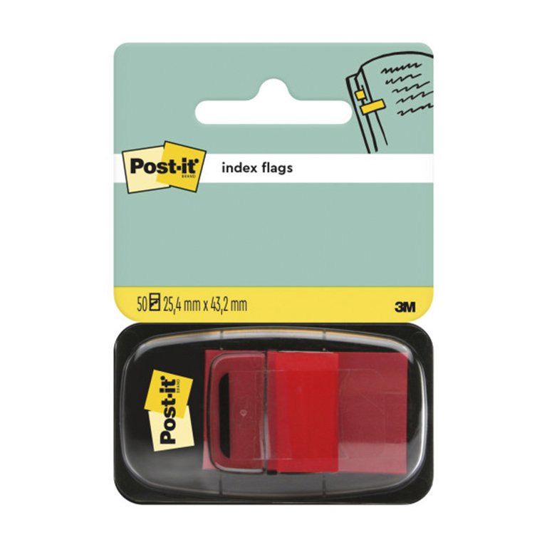 Banderitas Post-It 25,4 x 43 mm Dispensador Rojo 50 ud.