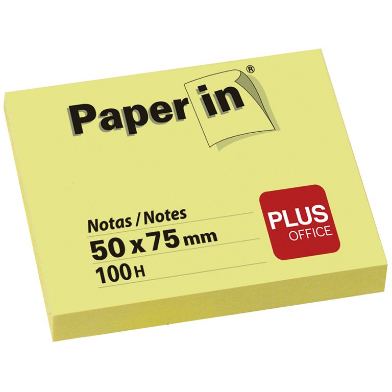 Bloc Notas Adhesivas Paper In Plus Office 50 x 75 mm Amarillas 100 Hojas