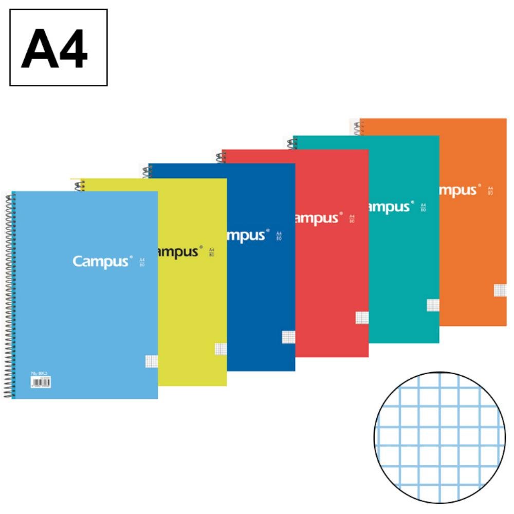 Bloc Espiral Campus A4 Tapa Dura 80 Hojas 70g Cuadrícula 3 mm