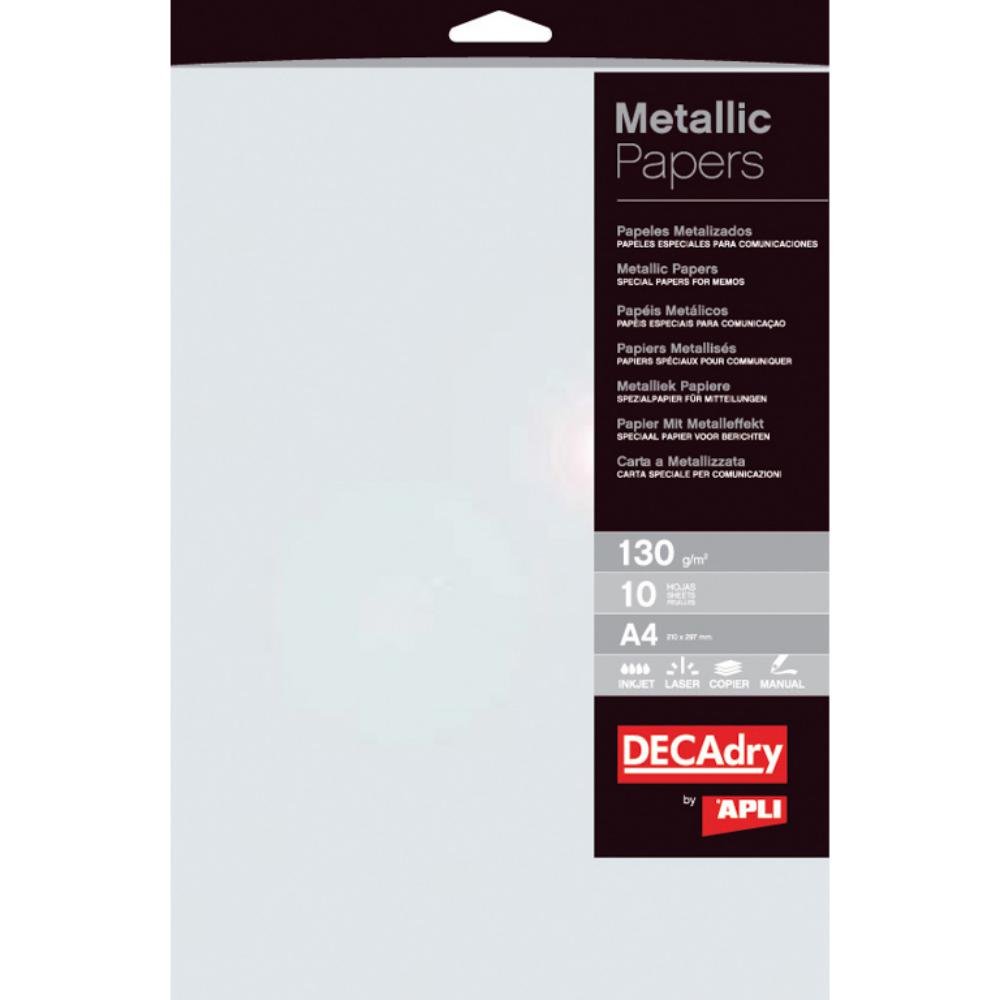 Papel Metalizado Apli A4 130g 10 Hojas Perla