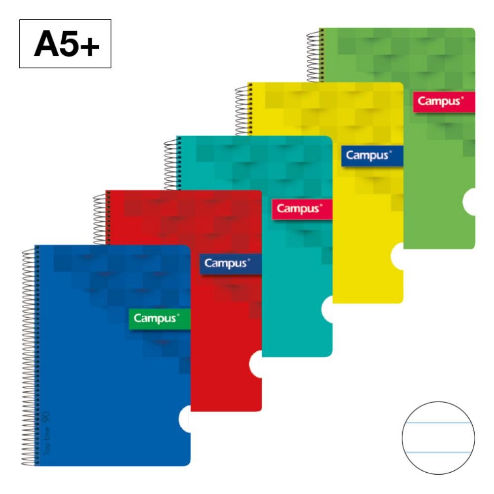 Bloc Espiral Campus A5+ Tapa Plástico 80 Hojas 90g Rayado Horizontal