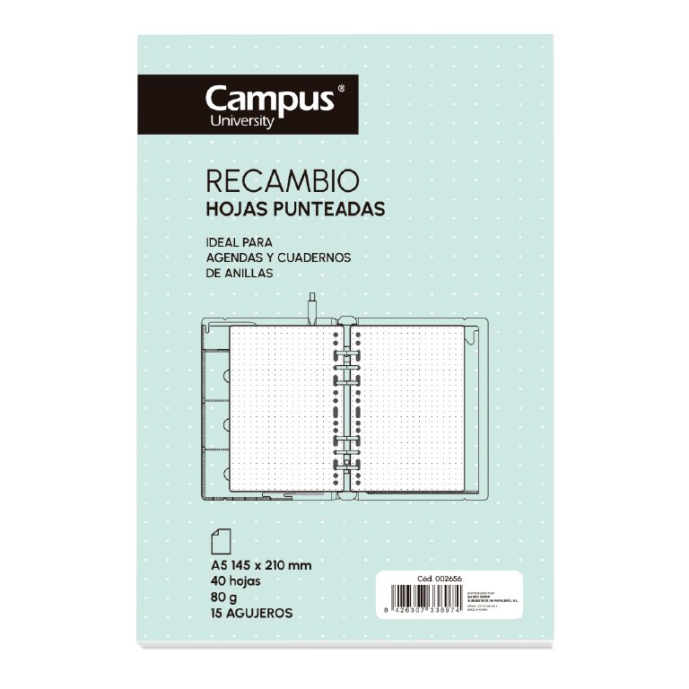 Recambio de Hojas Campus University Cuaderno Multifunción 40 Hojas A5
