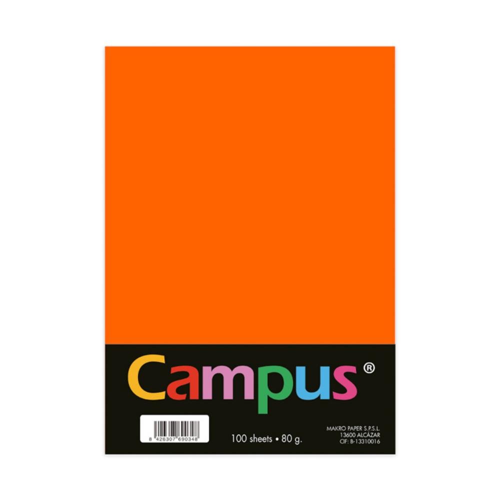 Papel A4 Campus 80g 100 Hojas Naranja Neón