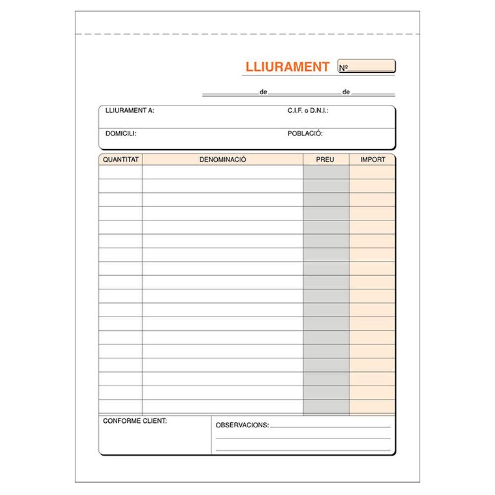Talonario Entregas Catalán Plus Office Natural 150 x 210 mm Duplicado 50 Juegos
