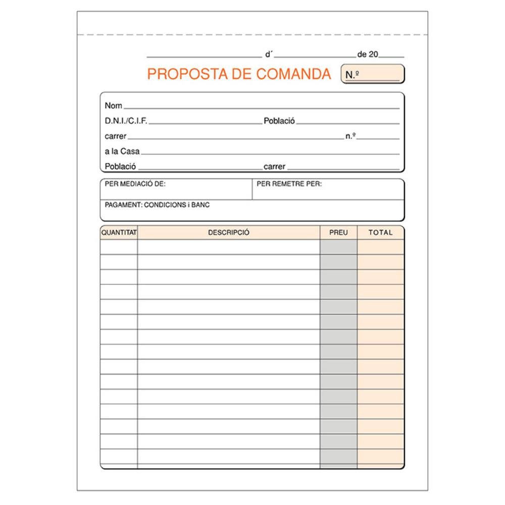 Talonario Pedidos Catalán Plus Office Natural 150 x 210 mm Duplicado 50 Juegos