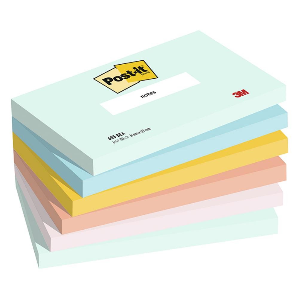 Bloc Notas Adhesivas Post-It 76 x 127 mm Colores Beachside 100 Hojas