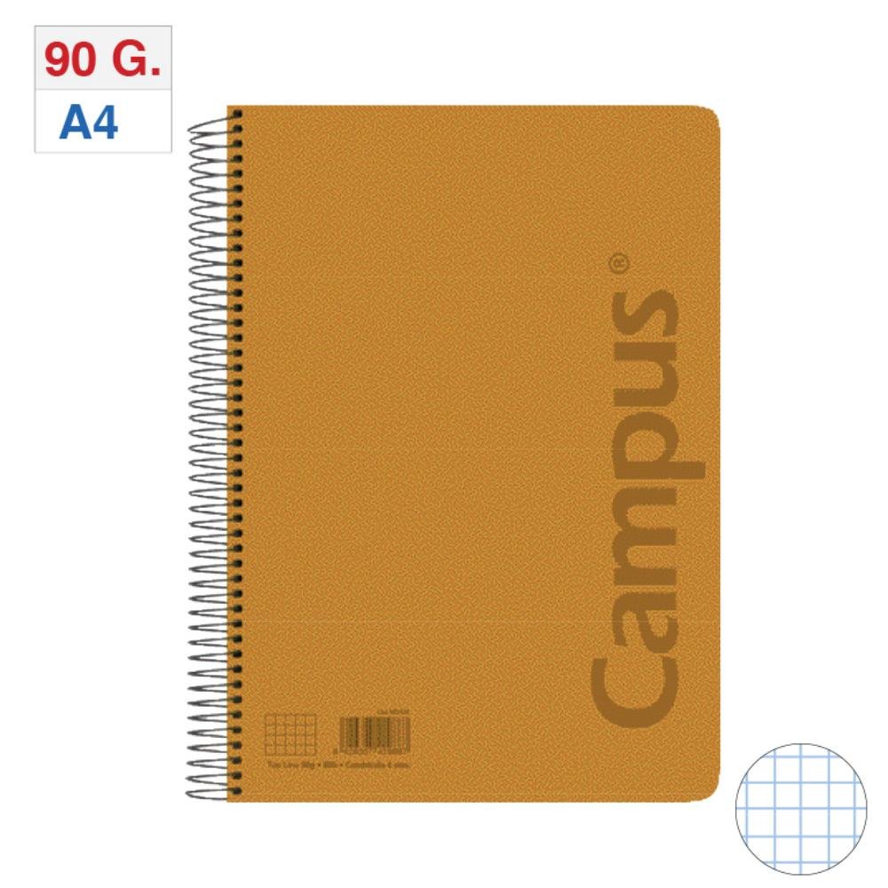 Bloc Espiral Campus A4 Tapa Plástico 80 Hojas 90g Cuadrícula 4 mm Naranja
