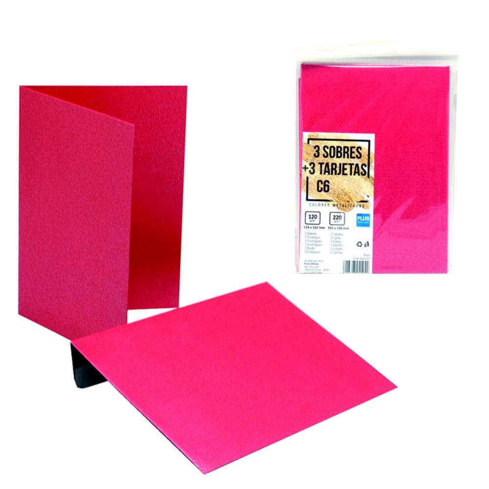 Sobres + Tarjetas C6 Plus Office 114 x 162 mm Rojo Metalizado 3 ud.