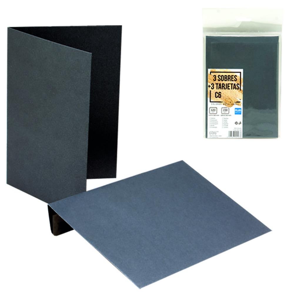 Sobres + Tarjetas C6 Plus Office 114 x 162 mm Gris Metalizado 3 ud.