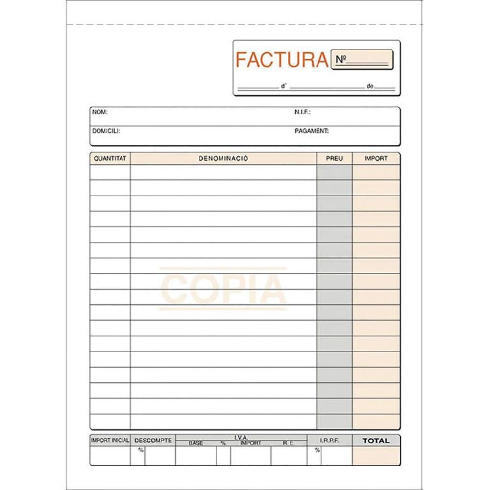 Talonario Facturas Catalán Plus Office Natural 150 x 210 mm Duplicado 50 Juegos
