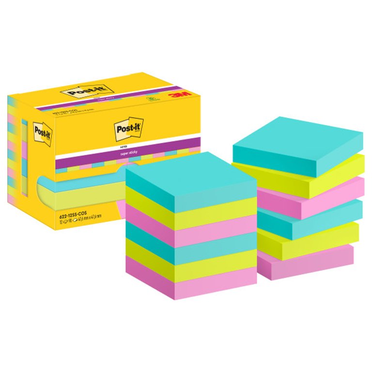 Bloc Notas Adhesivas Post-It Super Sticky 47,6 x 47,6 mm Cosmic 90 Hojas