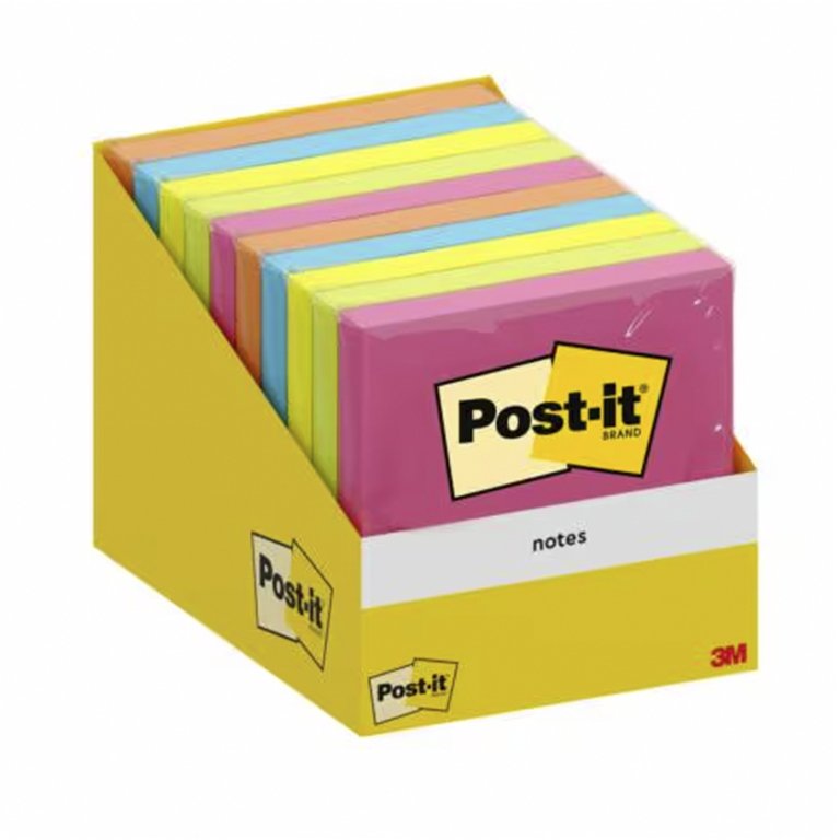 Bloc Notas Adhesivas Z-Notes Post-It 76 x 76 mm Colores Surtidos 100 Hojas Caja Cartón