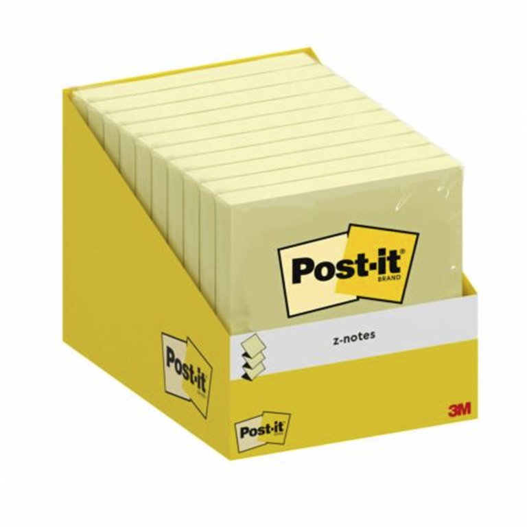 Bloc Notas Adhesivas Z-Notes Post-It 76 x 76 mm Amarillo 100 Hojas Caja Cartón