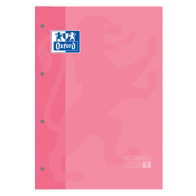 Recambio Archivador Oxford A4 80 Hojas Cuadrícula 5mm Banda Rosa Chicle