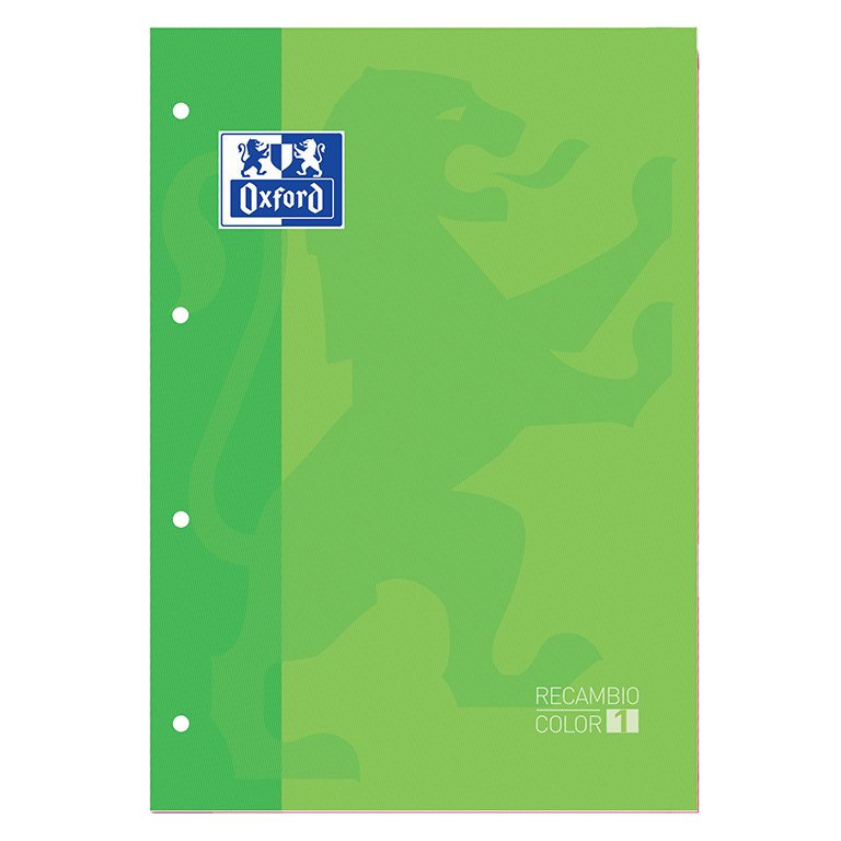 Recambio Archivador Oxford A4 80 Hojas Cuadrícula 5mm Banda Verde