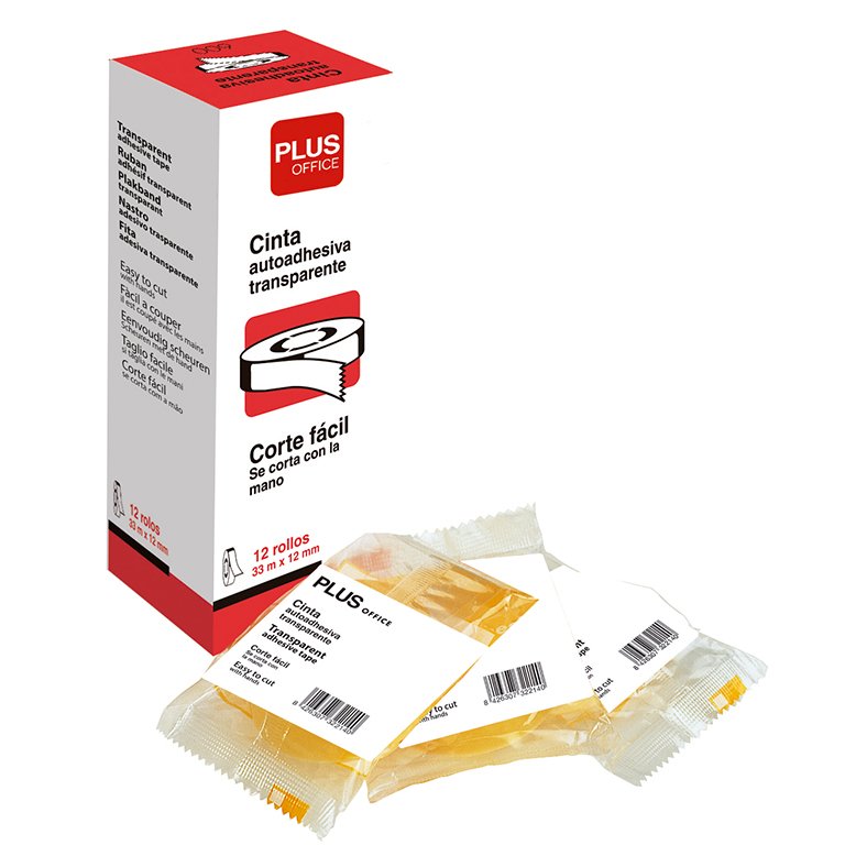 Cinta Adhesiva Transparente Plus Office 12 mm x 33 m