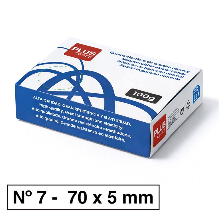 Bandas Elásticas Plus Office Nº 7 70 x 5 mm Caja 100g