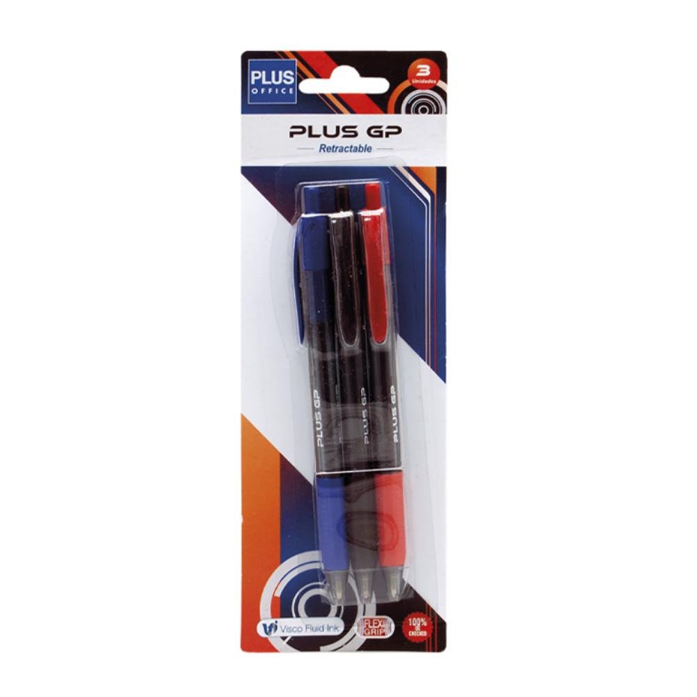 Bolígrafo Tinta Viscosidad Extrema Plus Office Trío GP Colores Surtidos Blíster /3 ud.