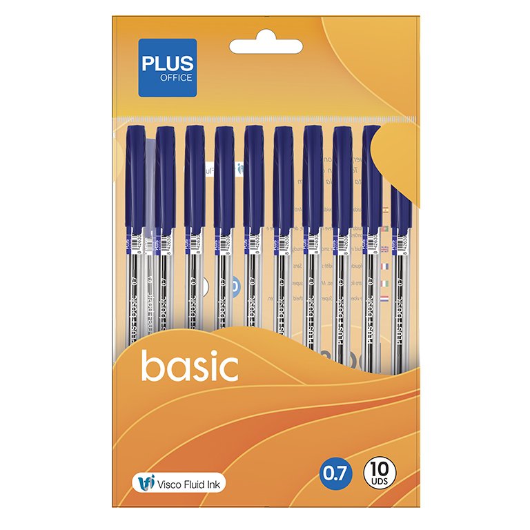 Bolígrafo Tinta Fluida Viscosa Plus Basic Azul Blíster 10 ud.