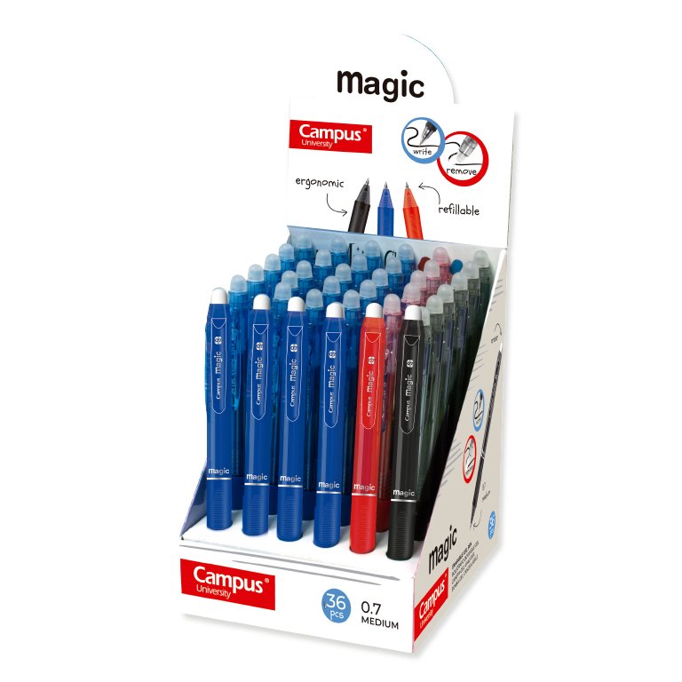 Bolígrafo Borrable Campus Magic Tinta Gel Colores Surtidos Expositor 36 ud.