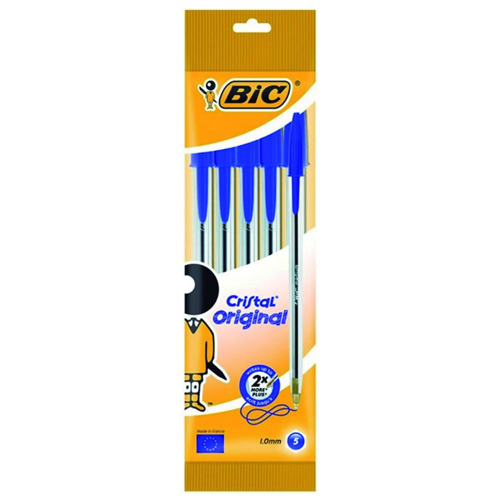 Bolígrafo Tinta Aceite Bic Cristal Original Azul Blíster 5 ud.