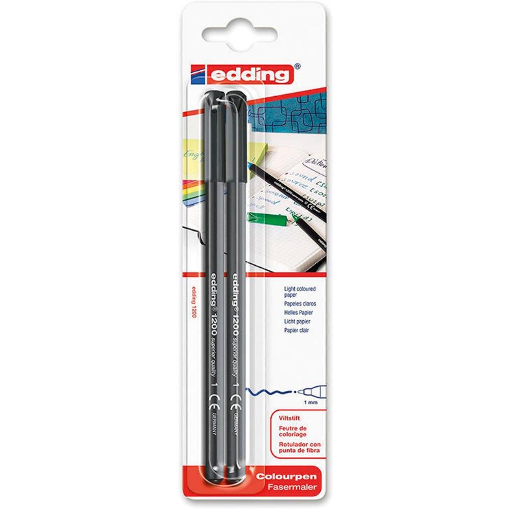 Rotulador Punta Fibra Edding 1200 Negro Blíster 2 ud.