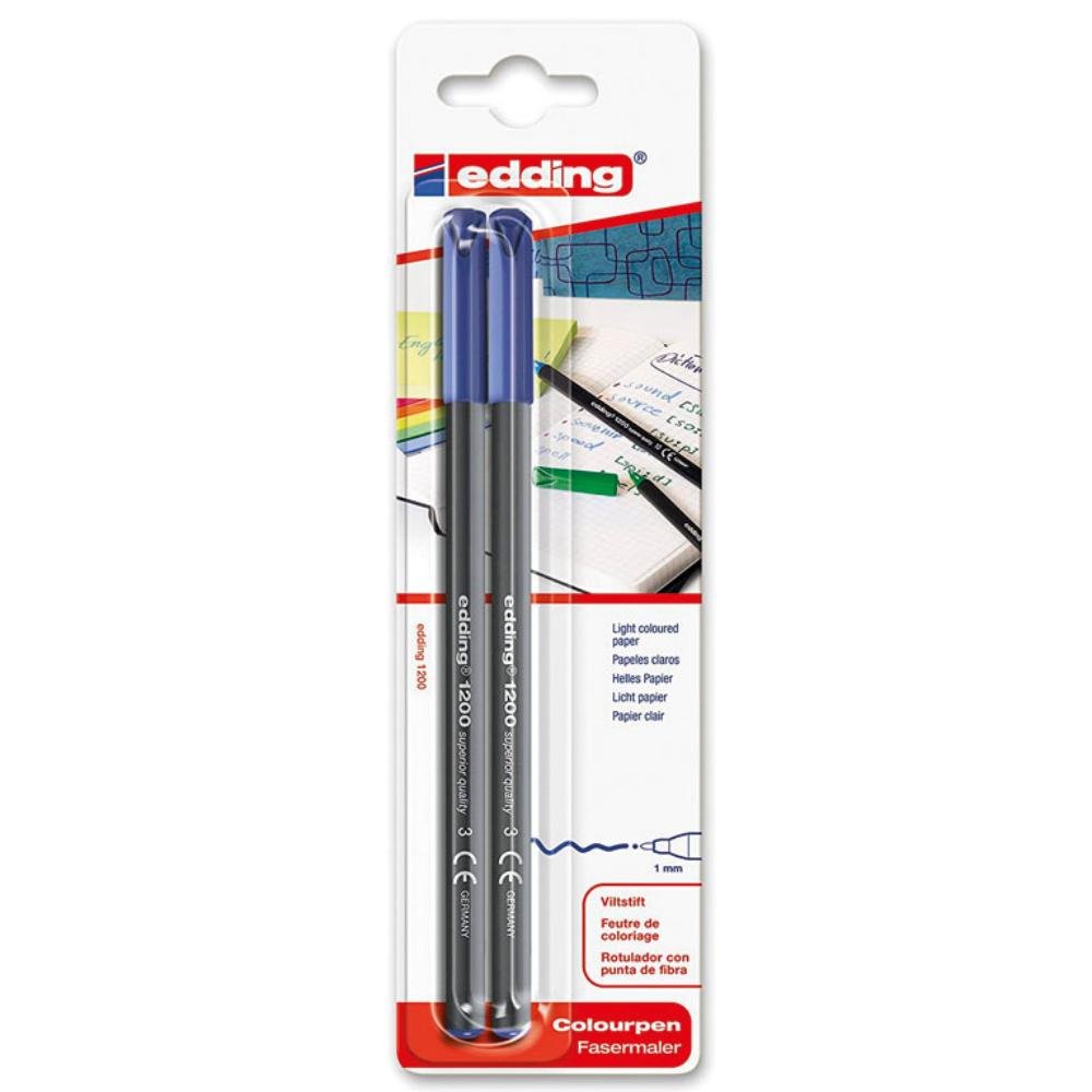 Rotulador Punta Fibra Edding 1200 Azul Blíster 2 ud.
