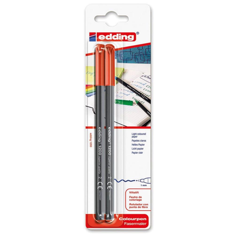 Rotulador Punta Fibra Edding 1200 Rojo Blíster 2 ud.
