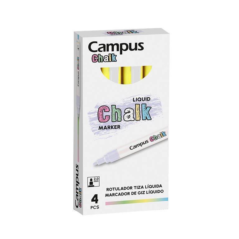 Rotuladores Tiza Líquida Campus Chalk Amarillo Neón 4 ud.