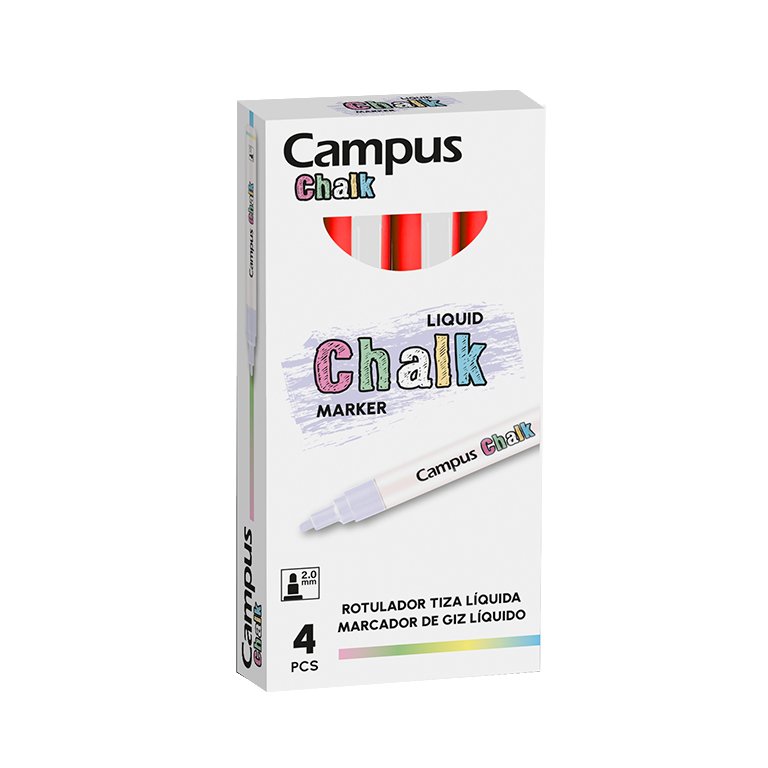 Rotuladores Tiza Líquida Campus Chalk Rojo Neón 4 ud.