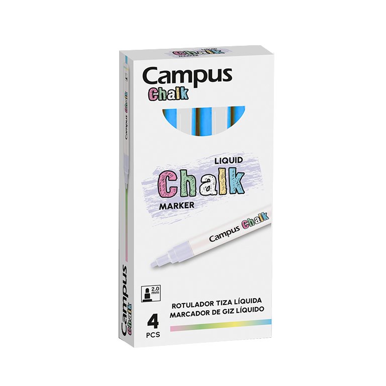 Rotuladores Tiza Líquida Campus Chalk Azul Neón 4 ud.
