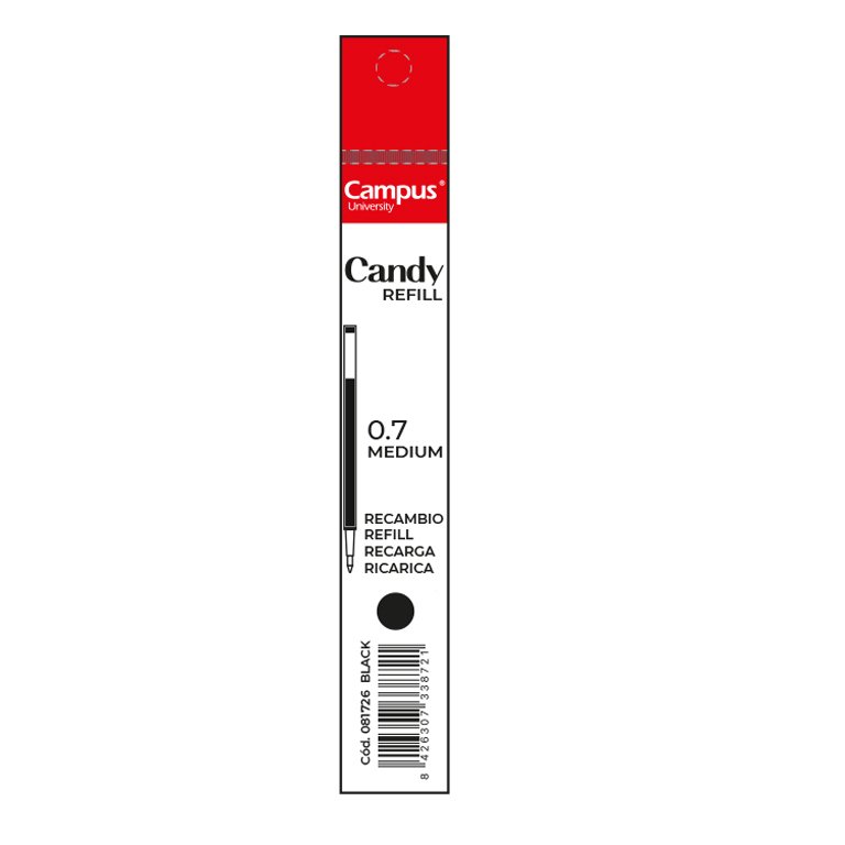 Recambio Bolígrafo Tinta Gel Campus Candy Negro