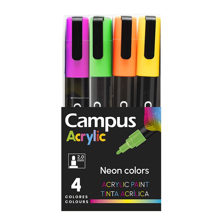 Rotuladores Acrílicos Campus Acrylic 4 Colores Neón