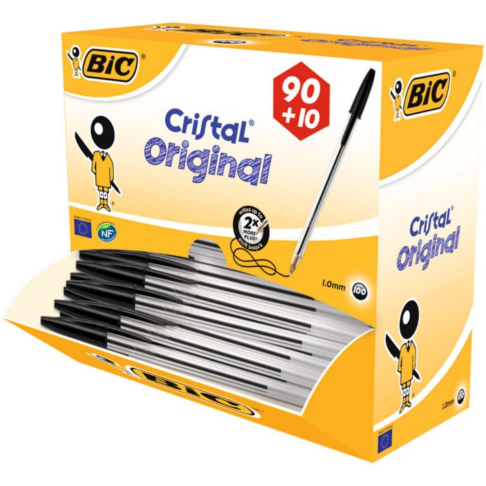 Bolígrafo Bic Cristal Negro Pack Escolar 100 ud.