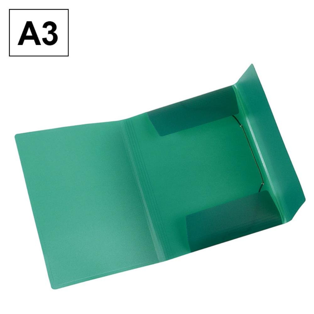 Carpeta Plus Office A3 Plástico Gomas y Solapas Verde