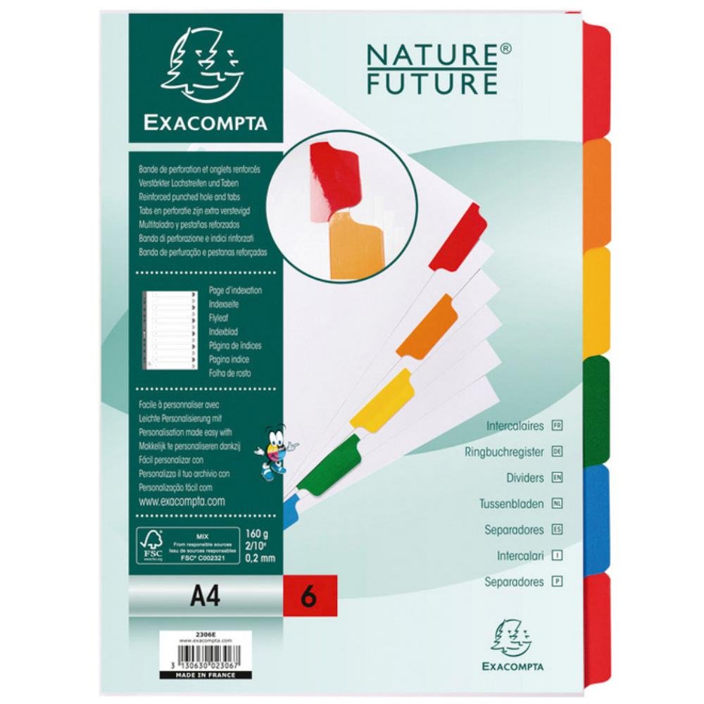 Separadores A4 Exacompta Nature Future Cartón 6 Pestañas