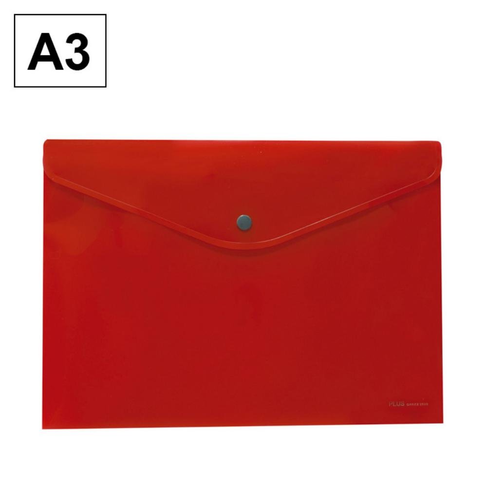 Sobre 2023 Plus Office A3 Plástico Apaisado Broche Rojo