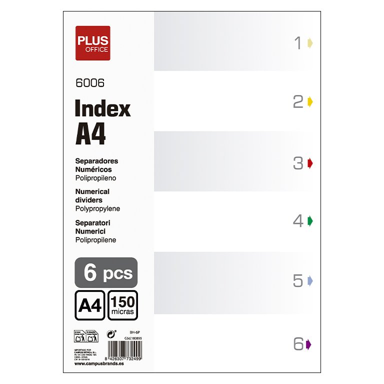 Indice Numérico Plus A4 Plástico 6 Separadores