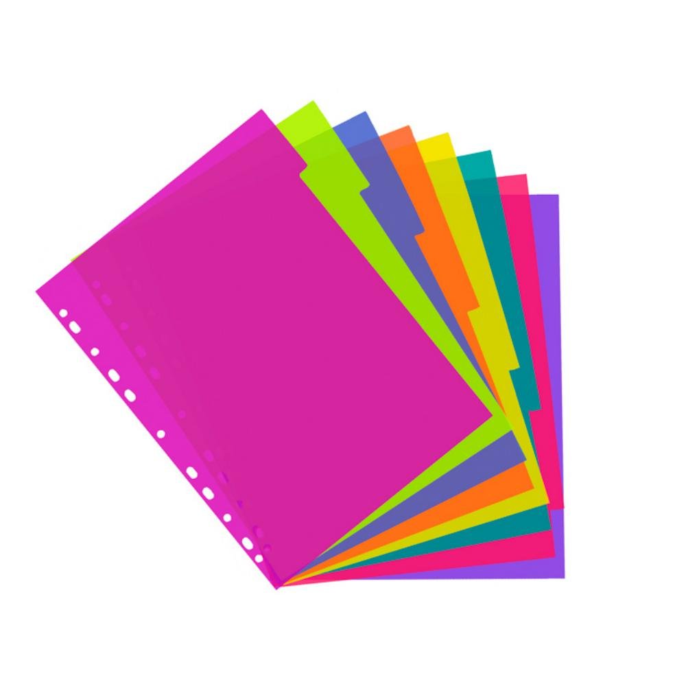 Separadores Plus Office A4 Plástico 8 Colores Traslúcidos