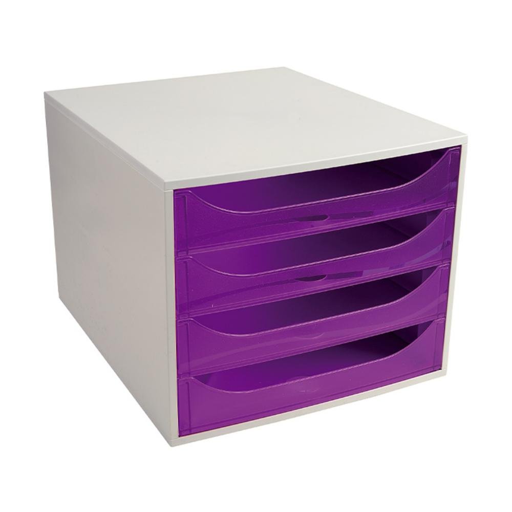Módulo Archivador Exacompta 4 Cajones Violeta Traslúcido