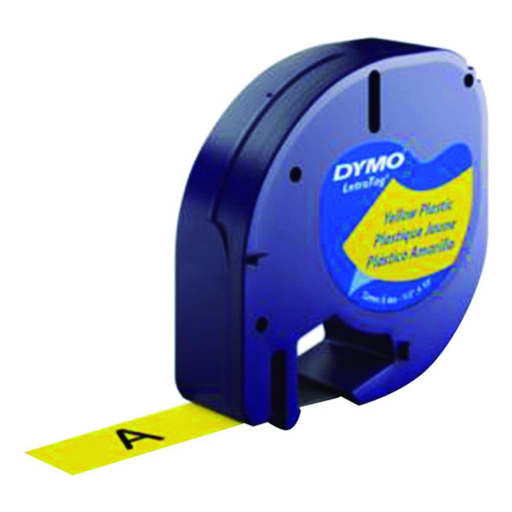 Cinta Dymo Letratag Plástico Negro / Amarillo 12 mm x 4 m