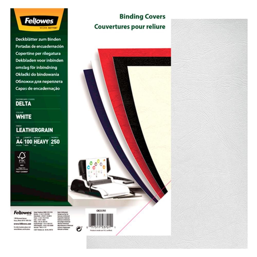Cubierta Fellowes A4 Símil Piel Delta Cuero Blanco