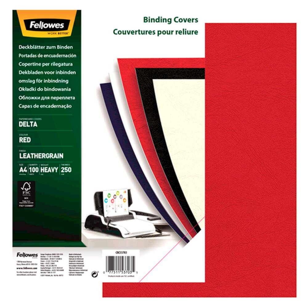 Cubierta Fellowes A4 Símil Piel Delta Cuero Rojo